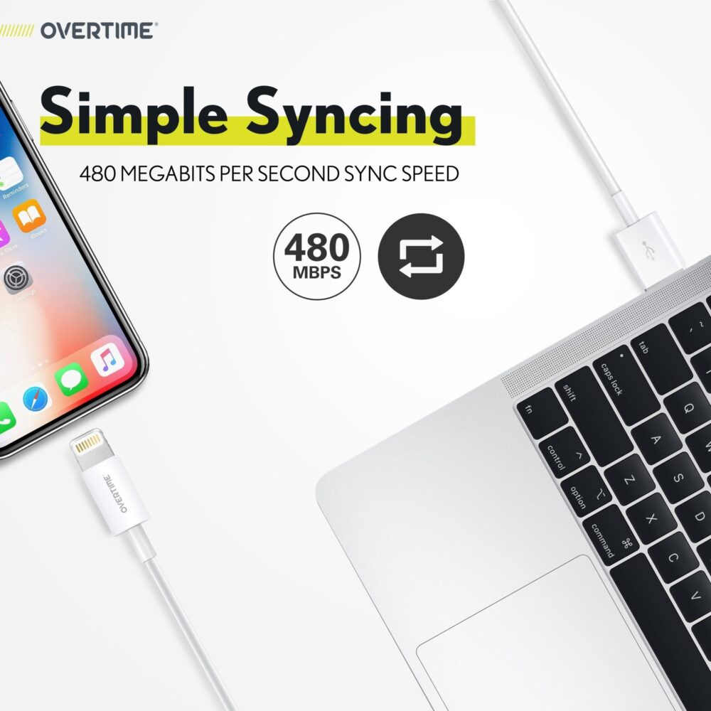 6 Ft./10 ft. Overtime Apple MFi Certified iPhone Charger Lightning Cable Pack - Image 5