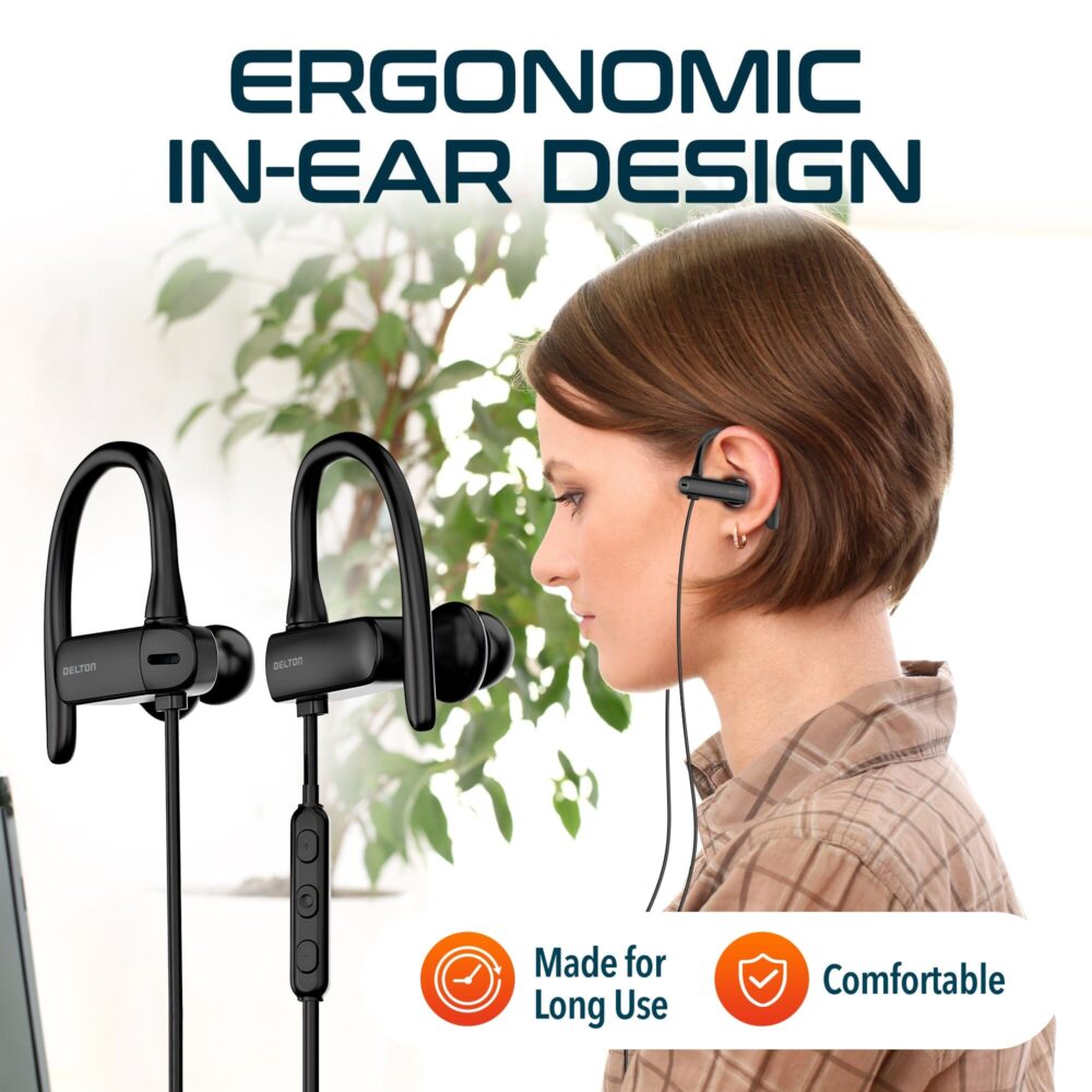 Delton 24EC USB-C Wired Earbuds with Microphone Ergonomic In-Ear Design with Ear Hook - Image 2