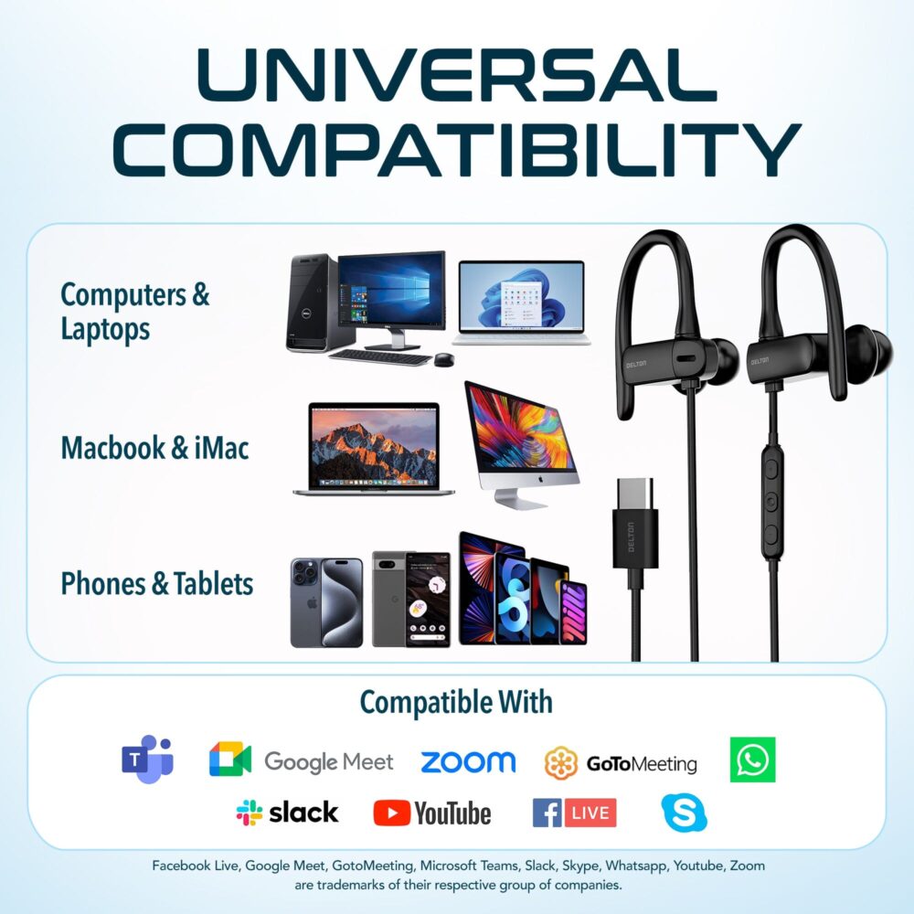 Delton 24EC USB-C Wired Earbuds with Microphone Ergonomic In-Ear Design with Ear Hook - Image 5