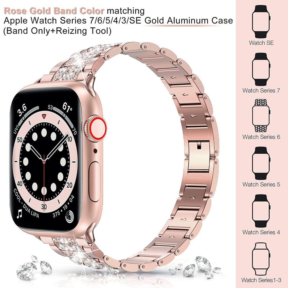 Diamond Rhinestone Stainless Steel Metal Wristband Strap - Image 9