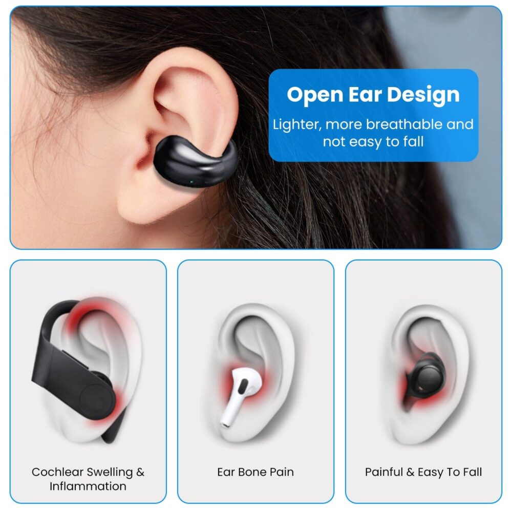 Wireless V5.3 Open Ear Clip Earbuds IPX3 Waterproof Ultra Open Earbuds with LED Display - Image 12
